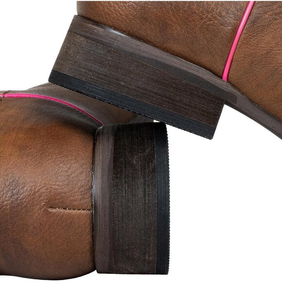 SheSole Women's Western Cowboy Boots Square Toe Mid Calf Cowgirl Boots Brown - Picture 8 of 9